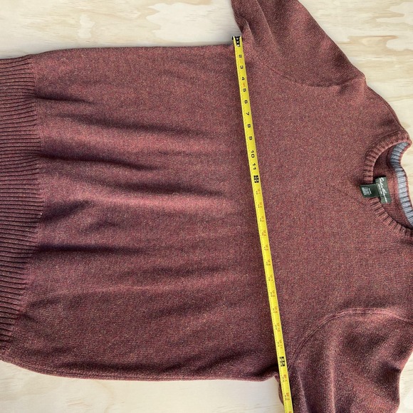 Eddie Bauer Sweater Mens XL Orange Heathered Crewneck 100% Cotton Knit Pullover - Picture 6 of 8